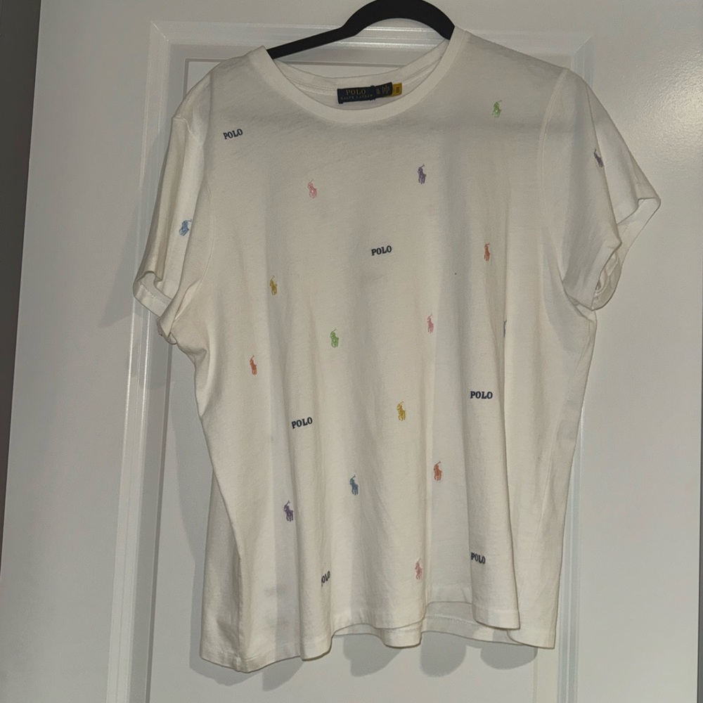 Polo by Ralph Lauren White Tee with Purple Logo
